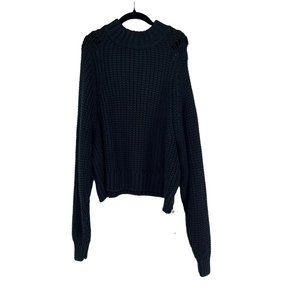 NWT Maisie Black Open Knit Pullover Sweater Size M
